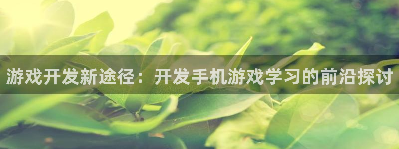 沐鸣娱乐2登入：游戏开发新途径：开发手机游戏学习的前沿探讨
